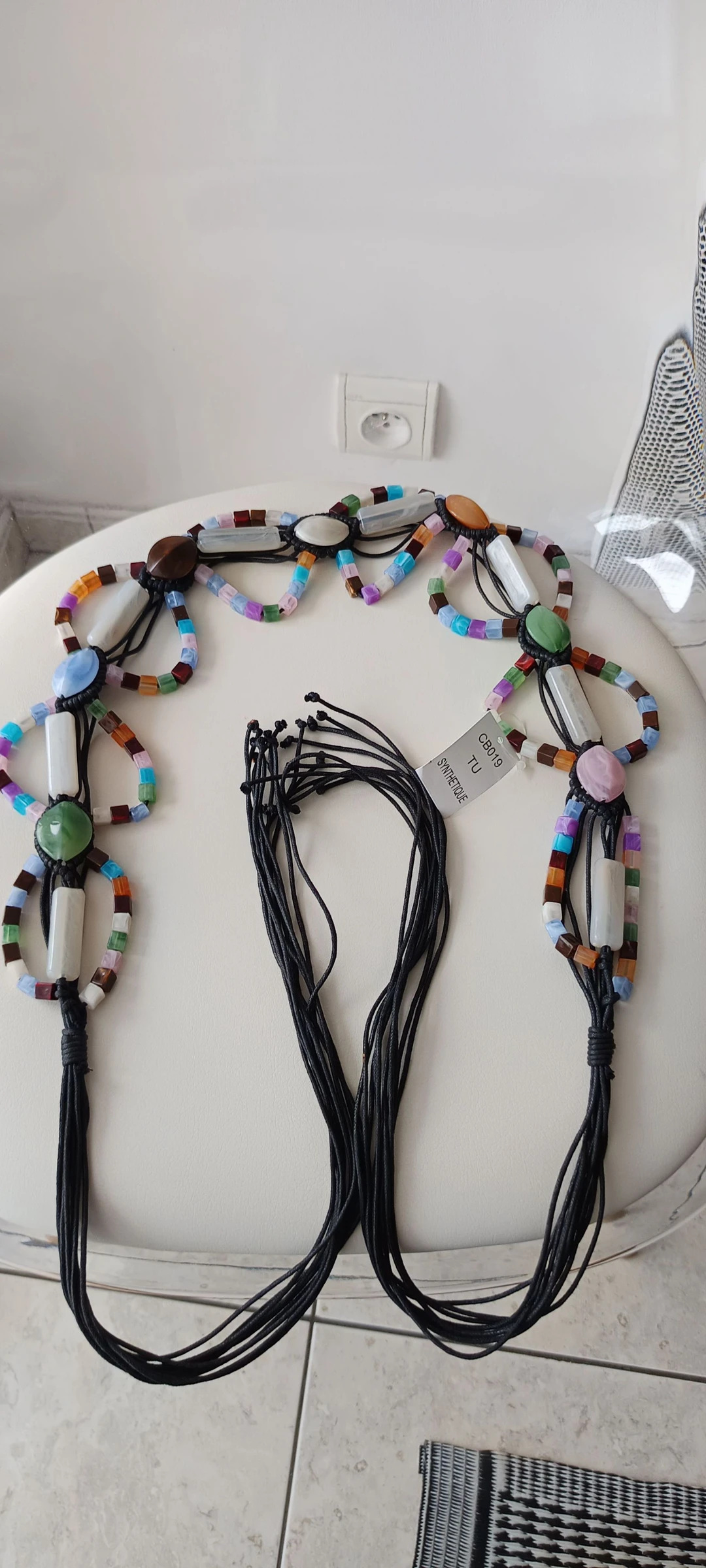 Ceinture à nouer vintage perles couleur Neuve 